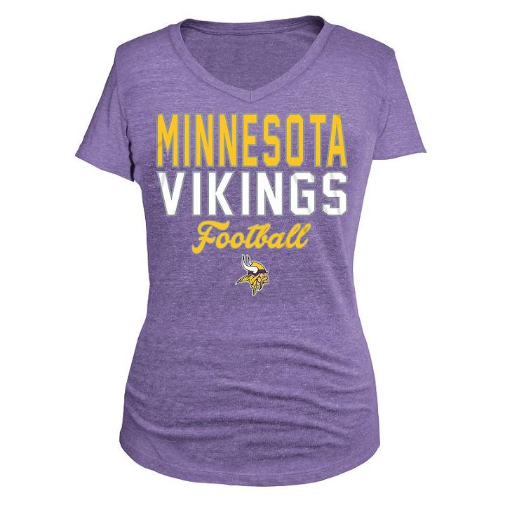 Women's 5th & Ocean Minnesota Vikings Triblend V-neck Tee, Size: Small, Purple
