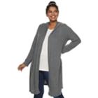 Juniors' Plus Size Iz Byer Hooded Duster Cardigan, Teens, Size: 3xl, Dark Grey