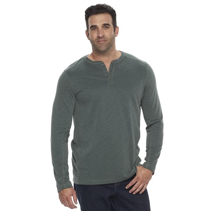 Big & Tall Croft & Barrow&reg; Classic-fit Slubbed Performance Henley, Men's, Size: L Tall, Green