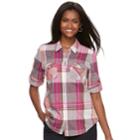 Petite Croft & Barrow&reg; 2-pocket Button Down Shirt, Women's, Size: L Petite, Med Pink