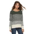 Juniors' Cloud Chaser Vented High-low Sweater, Girl's, Size: Medium, Green Oth