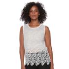 Women's Harve Benard Lace Crewneck Tank, Size: Medium, Natural