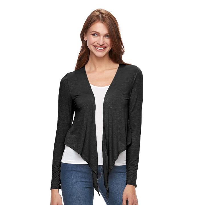 Women's Apt. 9&reg; Tie Flyaway Cardigan, Size: Small, Black