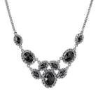 1928 Faceted Stone Bib Necklace, Women's, Size: 16, Black
