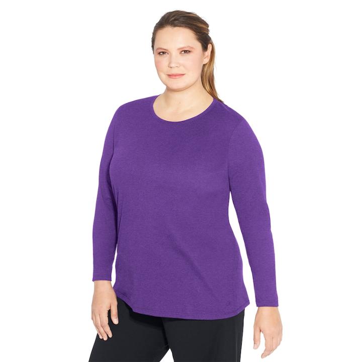 Plus Size Champion Jersey Long Sleeve Tee, Women's, Size: 3xl, Drk Purple