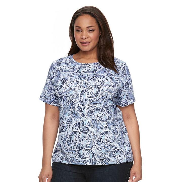 Plus Size Croft & Barrow&reg; Essential Crewneck Tee, Women's, Size: 0x, Blue (navy)