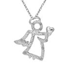 Sterling Silver 1/10-ct. T.w. Diamond Angel Pendant, Women's, Size: 18, White