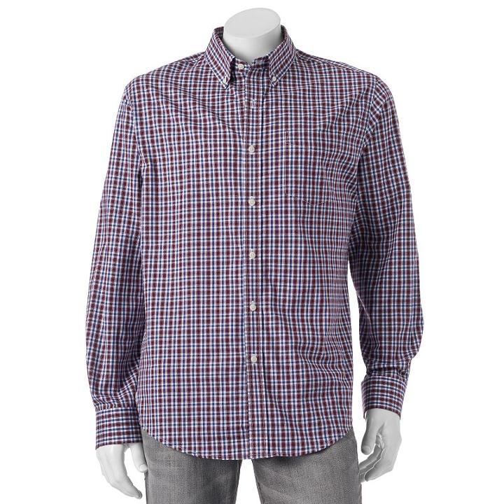 Men's Croft & Barrow&reg; Classic-fit Checked Stretch Button-down Shirt, Size: Xxl, Red