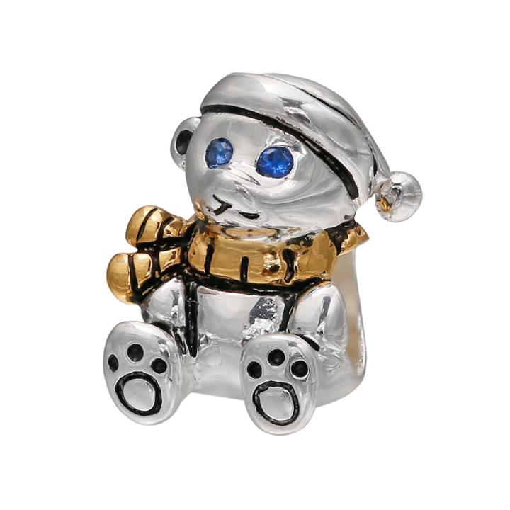 Individuality Beads Crystal 14k Gold Over Silver & Sterling Silver Teddy Bear Bead, Women's