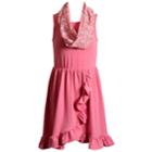 Girls 7-16 Emily West Ruffled Sleeveless Dress With Infinity Scarf, Size: 14, Pink