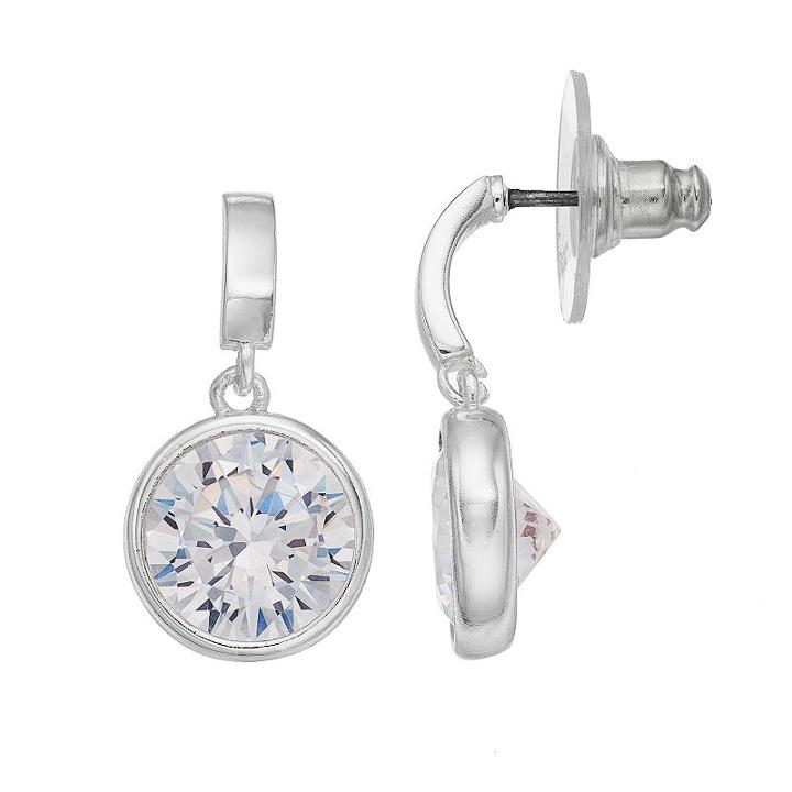Dana Buchman Cubic Zirconia Round Nickel Free Drop Earrings, Women's, Silver