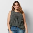 Plus Size Sonoma Goods For Life&trade; Split Eyelet Top, Women's, Size: 2xl, Grey