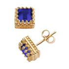 14k Gold Over Silver Lab-created Sapphire Crown Stud Earrings, Women's, Blue