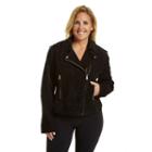 Plus Size Excelled Asymmetrical Suede Motorcycle Jacket, Women's, Size: 2xl, Black