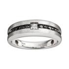 Sterling Silver 1/2-ct. T.w. Black And White Diamond Ring - Men, Size: 9