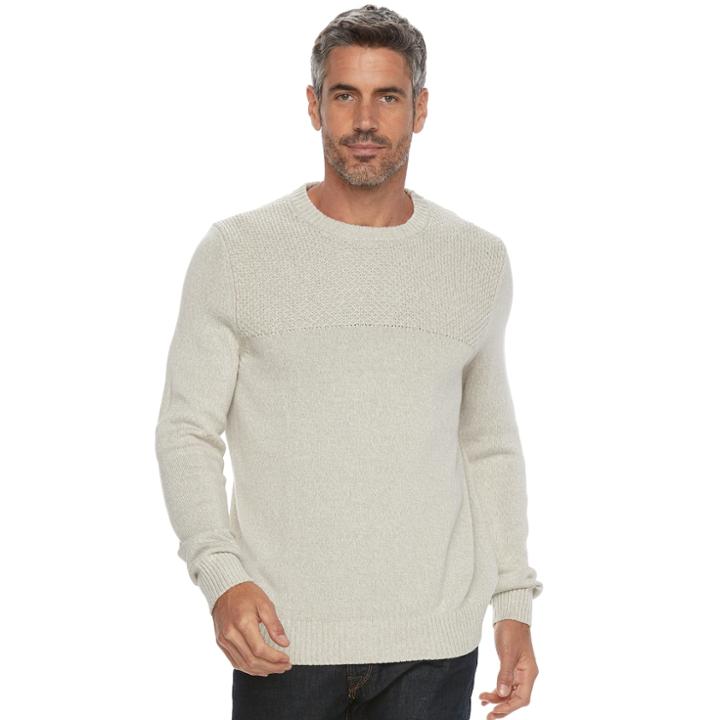 Big & Tall Croft & Barrow&reg; Classic-fit Textured Yoke Crewneck Sweater, Men's, Size: Xl Tall, White Oth