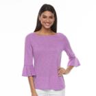 Women's Apt. 9&reg; Striped Bell Tee, Size: Medium, Lt Purple
