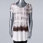 Women's Simply Vera Vera Wang Essential Print Scoopneck Tee, Size: Medium, Dark Grey