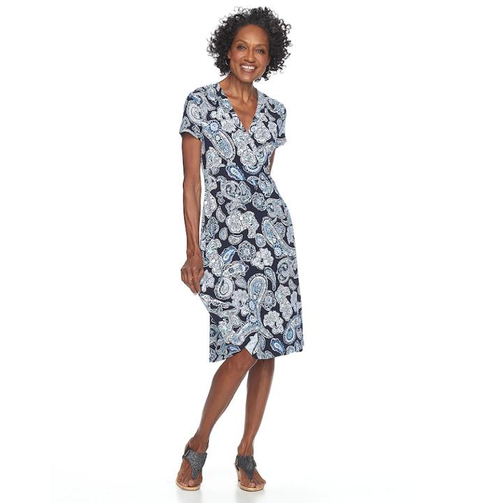Women's Croft & Barrow&reg; Surplice Dress, Size: Small, Dark Blue