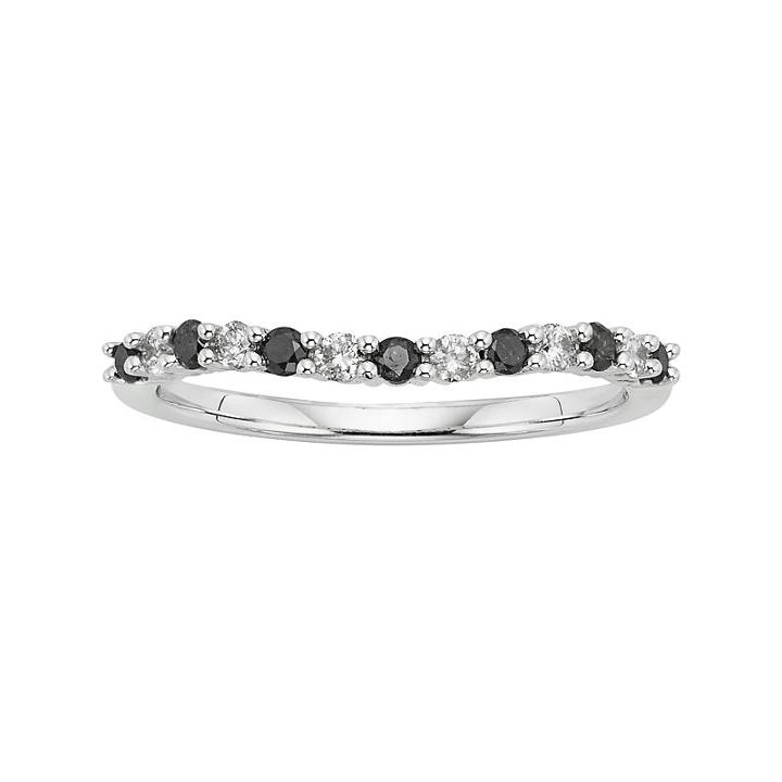 14k White Gold 1/3-ct. T.w. Igl Certified Black And White Diamond Wedding Ring, Women's, Size: 5