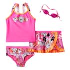 Girls 4-6x Zeroxposur Flower Tankini Top, Bottoms & Ruffled Skirt Swimsuit Set, Girl's, Size: 6x, Med Pink