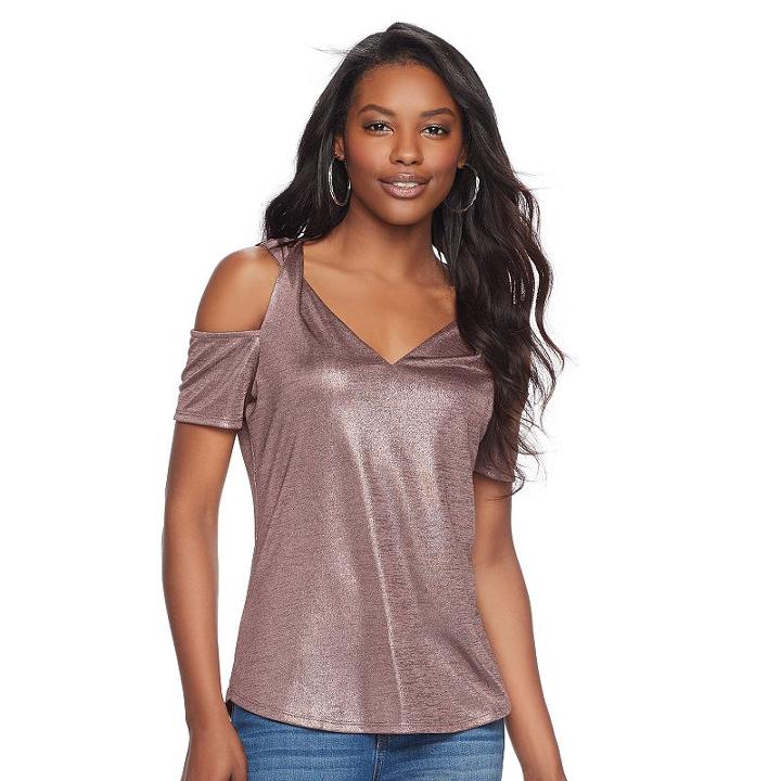 Women's Juicy Couture Metallic Cold-shoulder Tee, Size: Medium, Pink