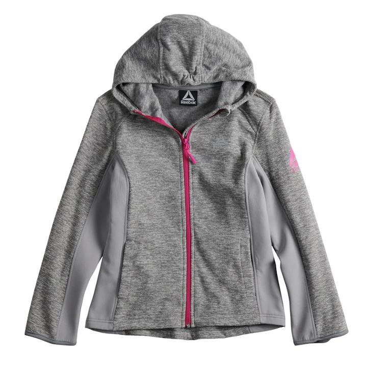 Girls 7-16 Reebok Polar Fleece Midweight Jacket, Size: 14-16, Grey