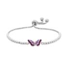 Silver Plated Purple Crystal Butterfly Bolo Bracelet, Women's, Size: 9, Multicolor