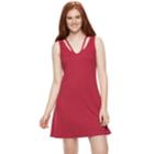 Juniors' Mudd&reg; Split V-neck Dress, Teens, Size: Medium, Med Red