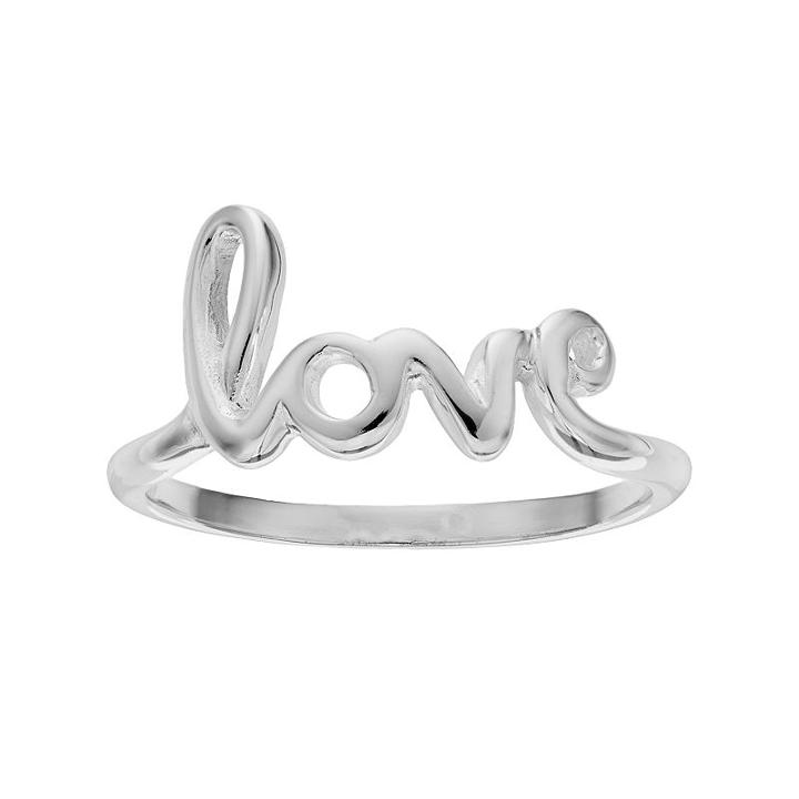 Primrose Sterling Silver Love Ring, Women's, Size: 8, Grey