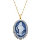 18k Gold Over Silver Crystal Virgin Mary Cameo Pendant, Women's, Size: 18, Blue