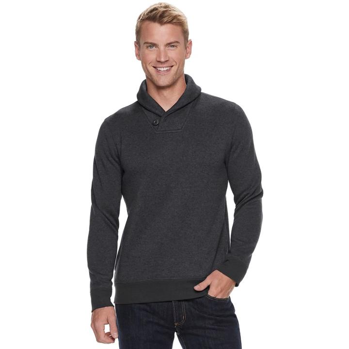 Men's Sonoma Goods For Life&trade; Modern-fit Supersoft Sweater Fleece Shawl-collar Sweater, Size: Small, Dark Grey