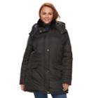 Plus Size Kc Collections Lace-up Faux-fur Trim Puffer Jacket, Women's, Size: 1xl, Black