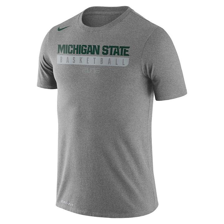Men's Nike Michigan State Spartans Basketball Practice Dri-fit Tee, Size: Xxl, Dark Grey