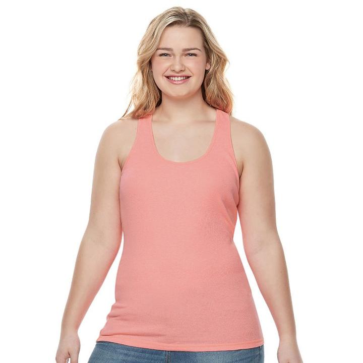Juniors' Plus Size So&reg; Ribbed Racerback Tank, Girl's, Size: 1xl, Lt Orange