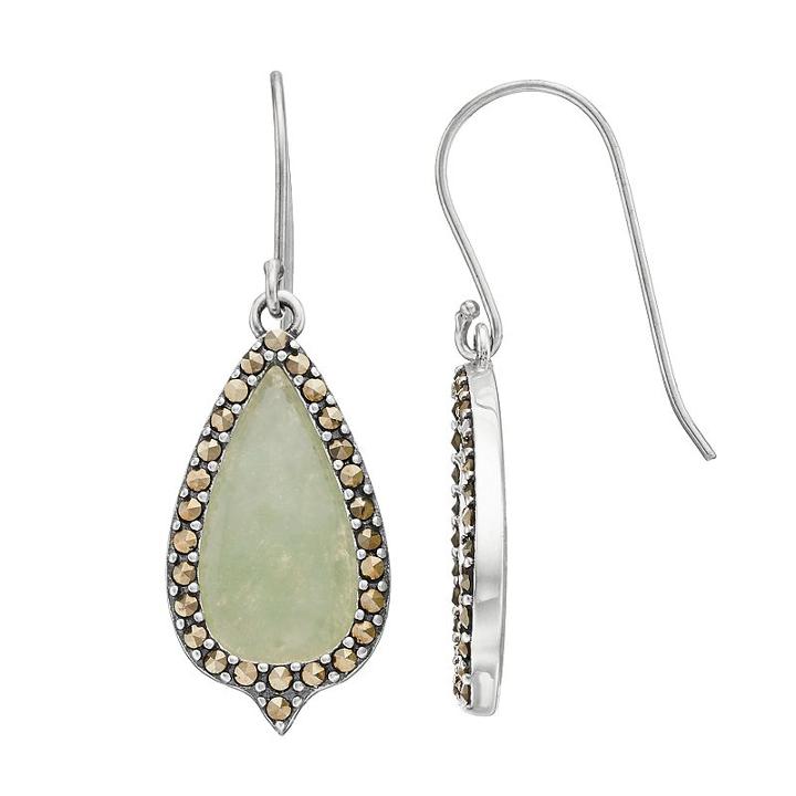 Tori Hill Jade & Marcasite Teardrop Earrings, Women's, Green