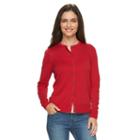 Women's Croft & Barrow&reg; Solid Button-front Cardigan, Size: Large, Med Red
