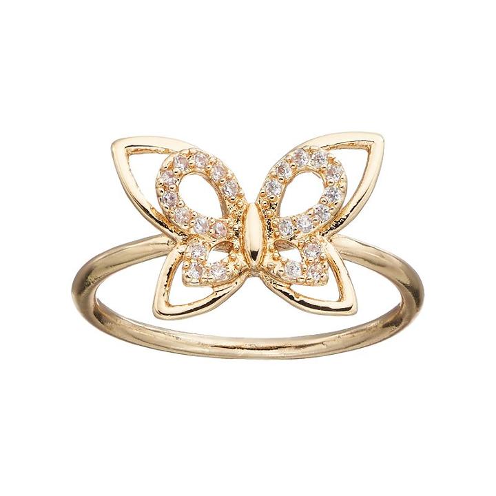 Lc Lauren Conrad Cubic Zirconia Openwork Butterfly Ring, Women's, Size: 7, Gold