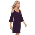 Women's Msk Embellished Cold-shoulder Shift Dress, Size: Large, Drk Purple