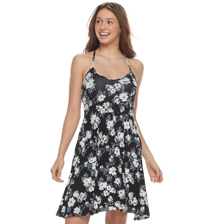 Juniors' So&reg; Strappy Skater Dress, Size: Xs, Black