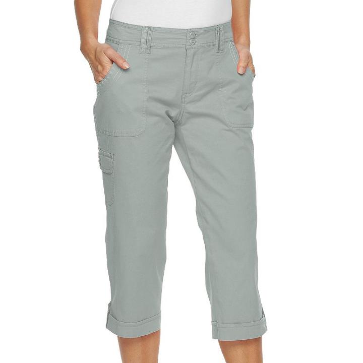 Women's Gloria Vanderbilt Mae Cargo Capris, Size: 6, Lt Green