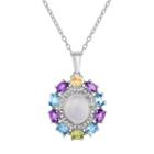 Sterling Silver Gemstone Oval Halo Pendant Necklace, Women's, Size: 18, Multicolor