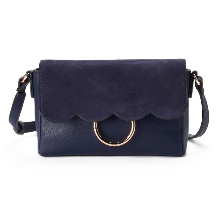 Lc Lauren Conrad Poesie Scalloped Flap Crossbody Bag, Women's, Blue (navy)