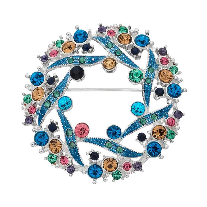 Napier Nickel Free Glass Wreath Pin, Women's, Multicolor