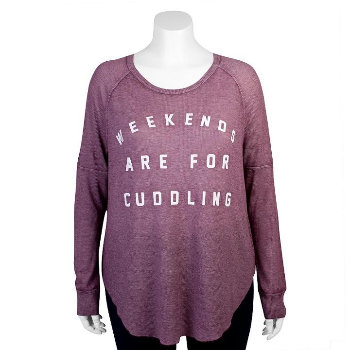 Juniors' Plus Size Grayson Threads Long Sleeve Raglan Graphic Tee, Girl's, Size: 1xl, Drk Purple