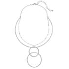 Interlocked Circle Collar Necklace, Girl's, Silver