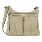 Travelon Anti-theft Signature Twin Pocket Hobo, Adult Unisex, Beig/green (beig/khaki)