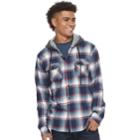 Men's Trinity Collective Hooded Button-down Flannel Shirt, Size: Medium, Blue (navy)