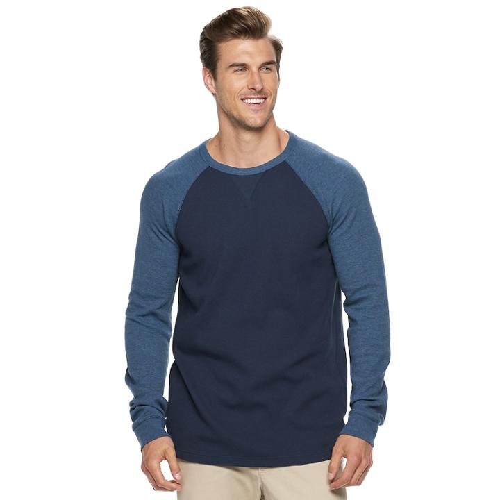 Big & Tall Sonoma Goods For Life&trade; Modern-fit Supersoft Thermal Crewneck Tee, Men's, Size: Xl Tall, Dark Blue