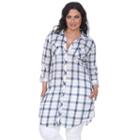 Plus Size White Mark Plaid Flannel Tunic, Women's, Size: 1xl, Blue